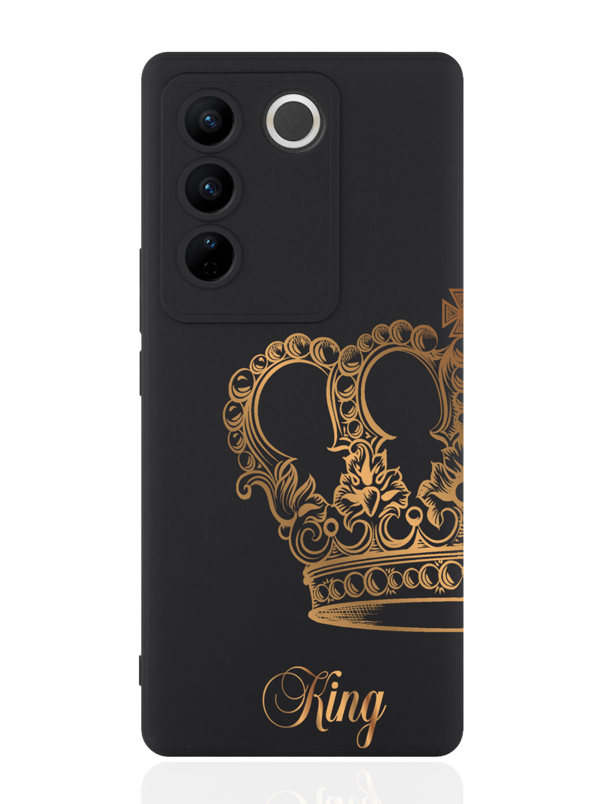 

Чехол для смартфона Vivo V27 черный силиконовый Парный чехол корона King, Оранжевый;черный