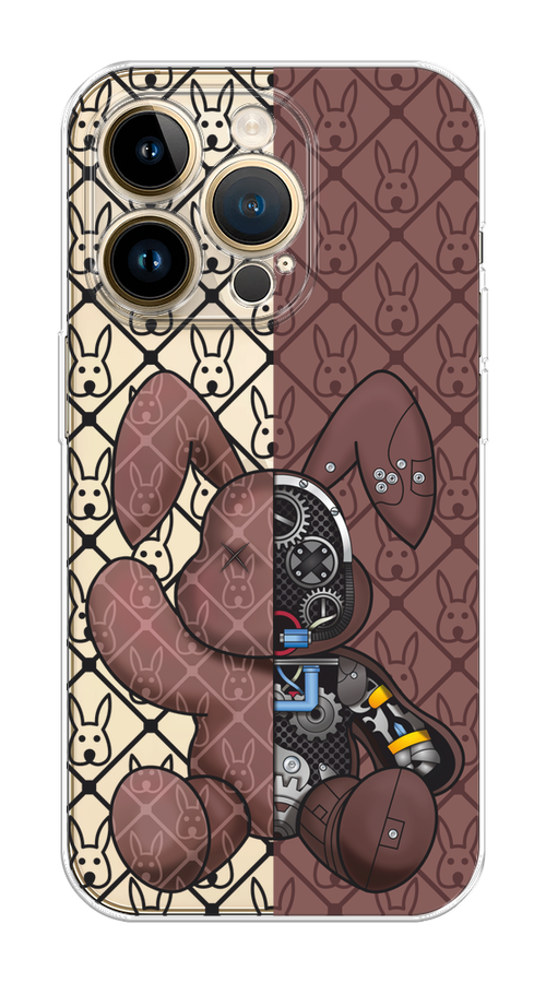 

Чехол Homey на Apple iPhone 14 Pro Max "Киборг-заяц шоколадный", Коричневый;черный;прозрачный, 15050-1