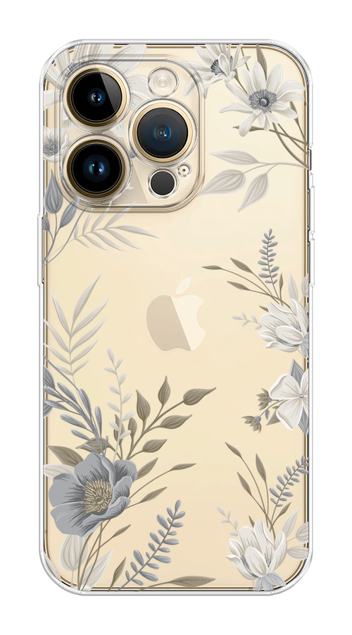 

Чехол Homey на Apple iPhone 14 Pro Max "Цветы сепия", Серый;прозрачный;зеленый;белый, 15050-1