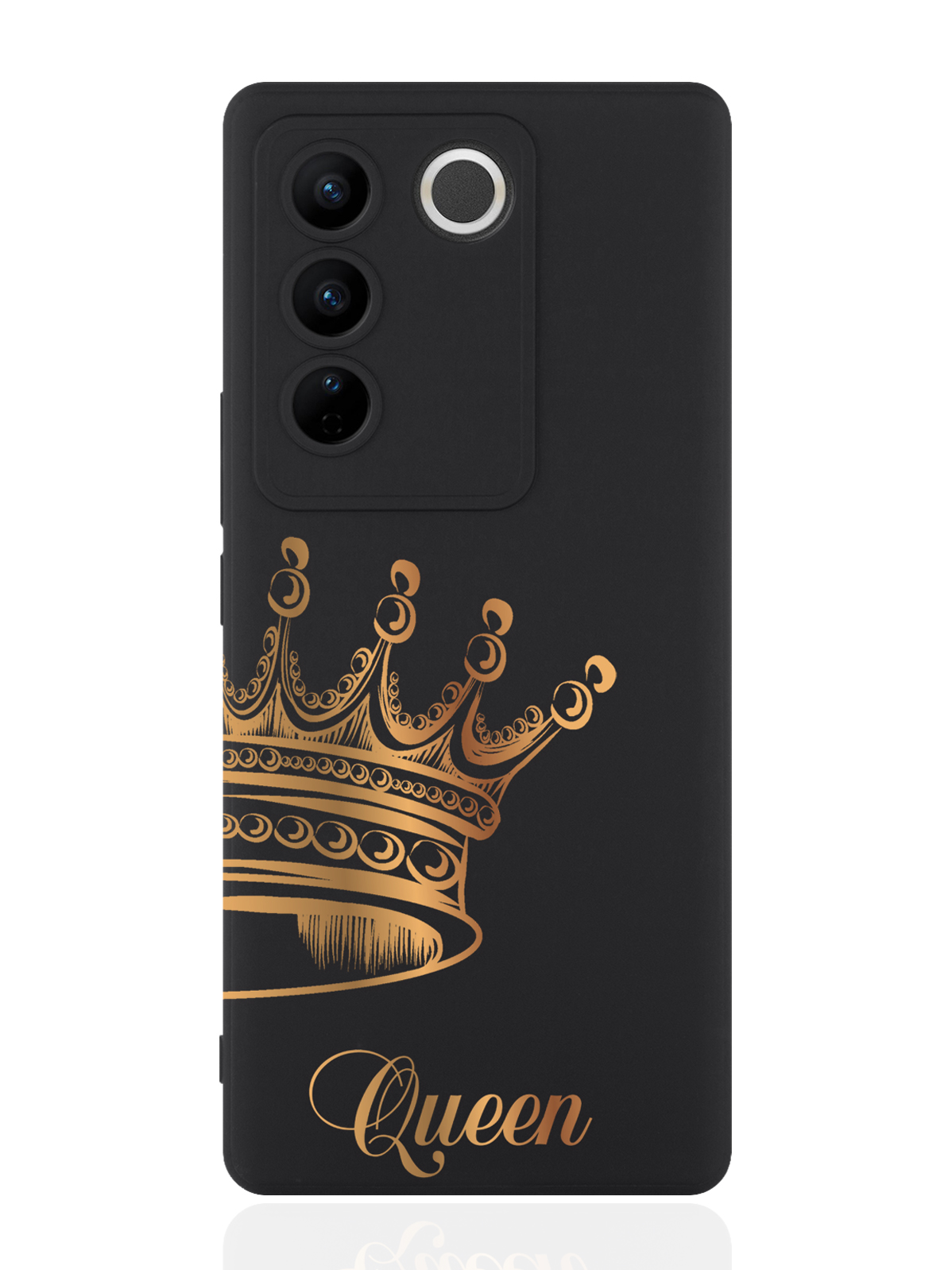 

Чехол для смартфона Vivo V27 черный силиконовый Парный чехол корона Queen, Черный;белый