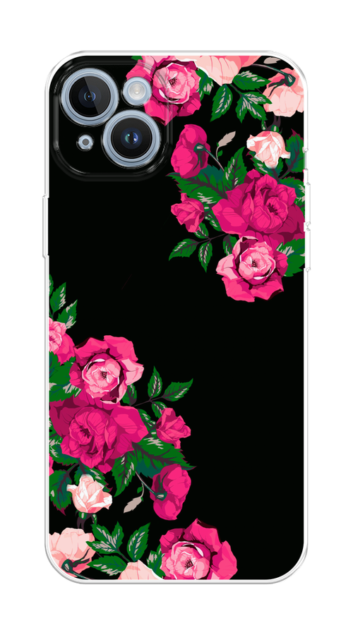 

Чехол Homey на Apple iPhone 14 "Розы фуксия", Черный;розовый;зеленый, 15150-1