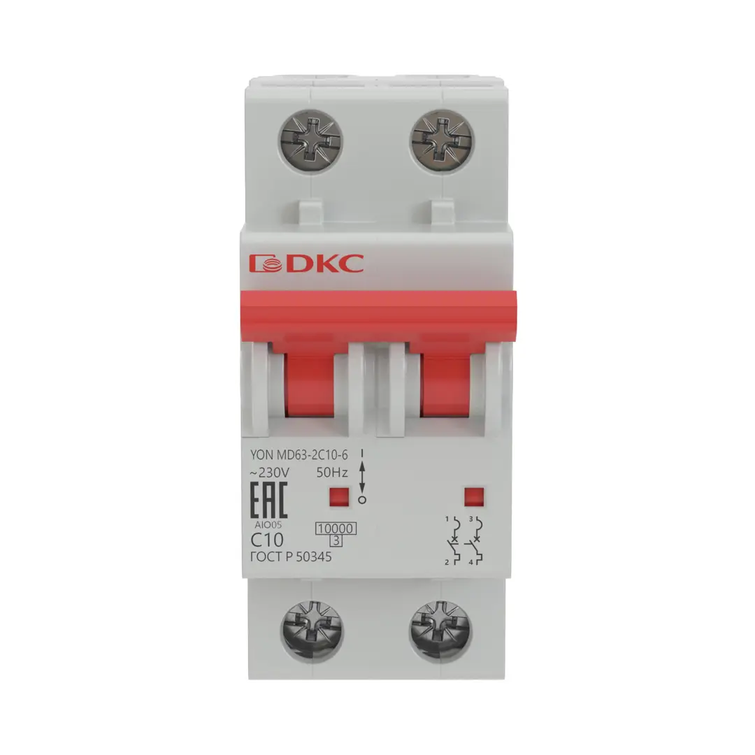 Автоматический выключатель DKC YON MD63 2P C10 А 6 кА