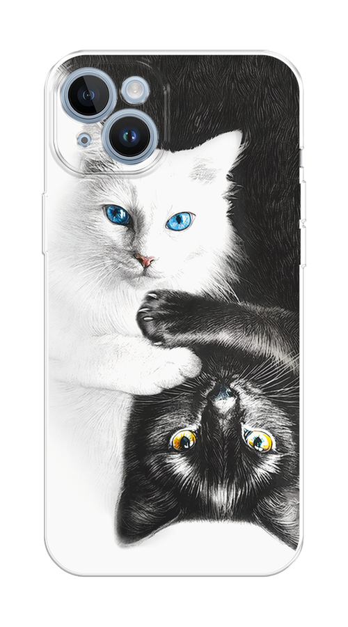 

Чехол Homey на Apple iPhone 14 "Коты Инь-Янь", Черный;белый;голубой, 15150-1