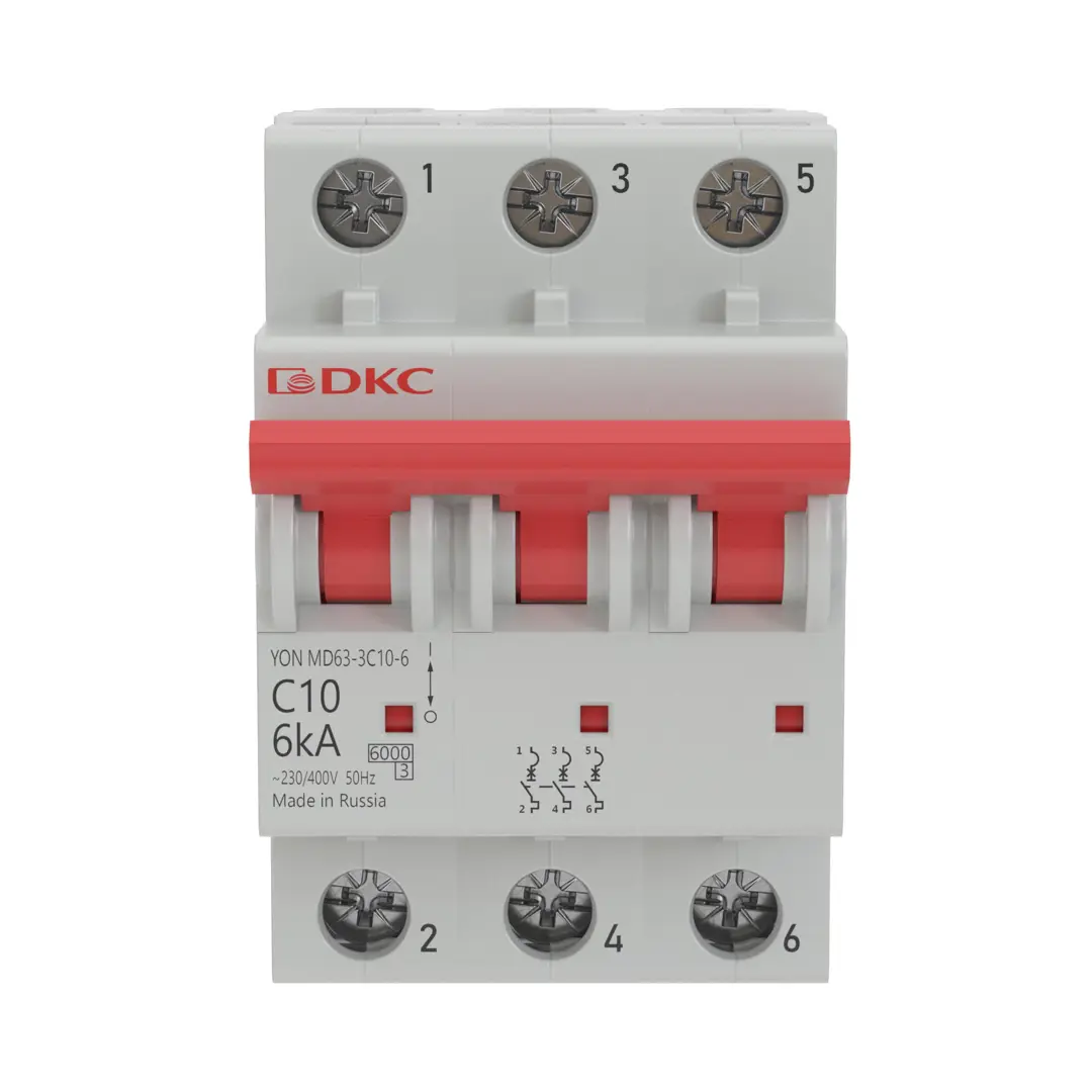 Автоматический выключатель DKC YON MD63 3P C10 А 6 кА