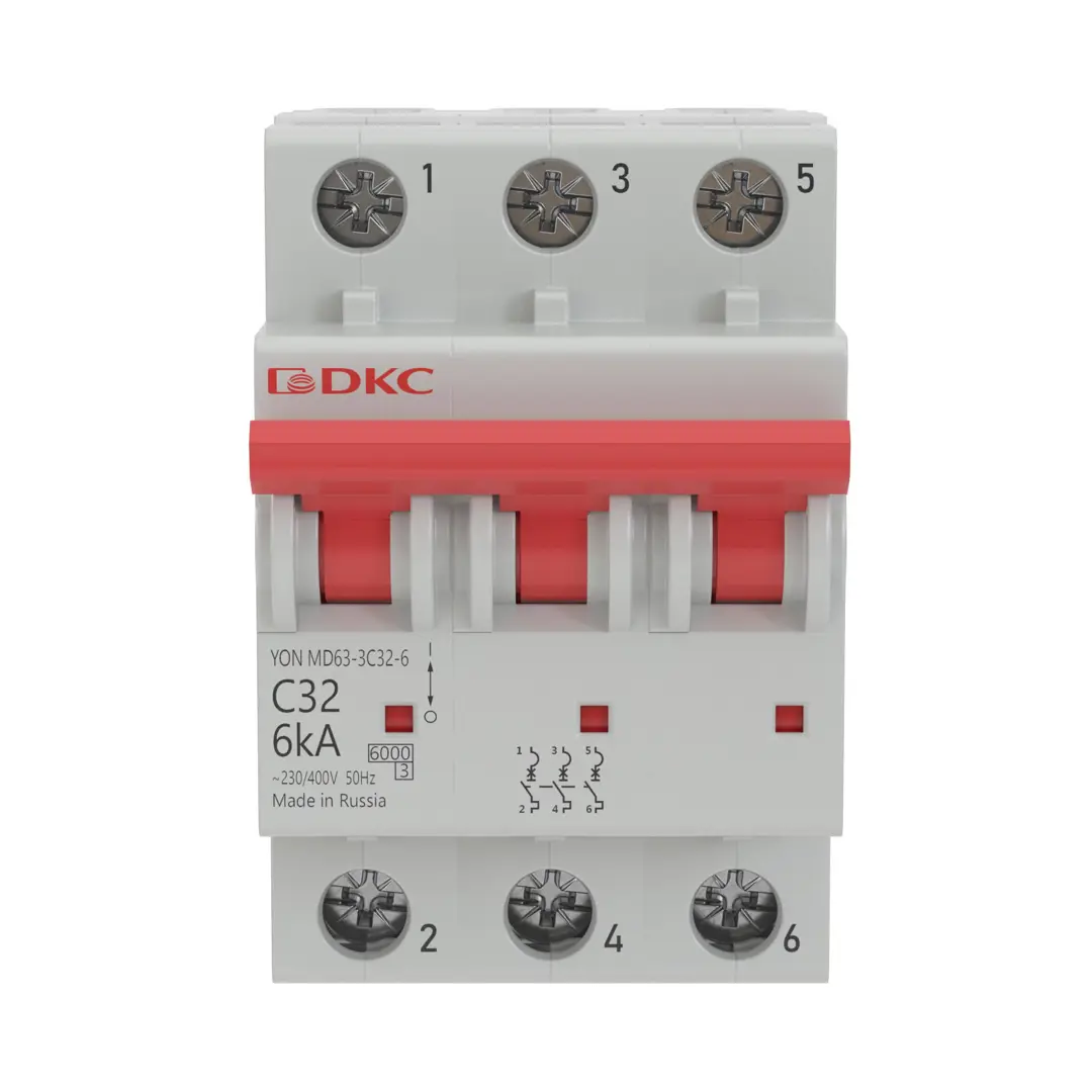 

Автоматический выключатель DKC YON MD63 3P C32 А 6 кА