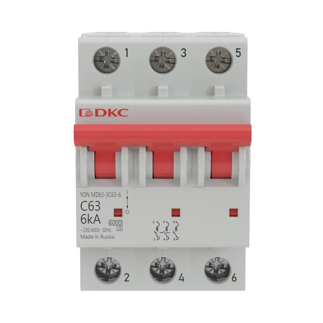 

Автоматический выключатель DKC YON MD63 3P C63 А 6 кА