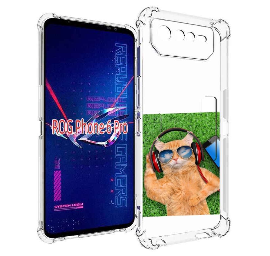 

Чехол MyPads Кот-кайфарик для Asus ROG Phone 6 Pro, Прозрачный, Tocco