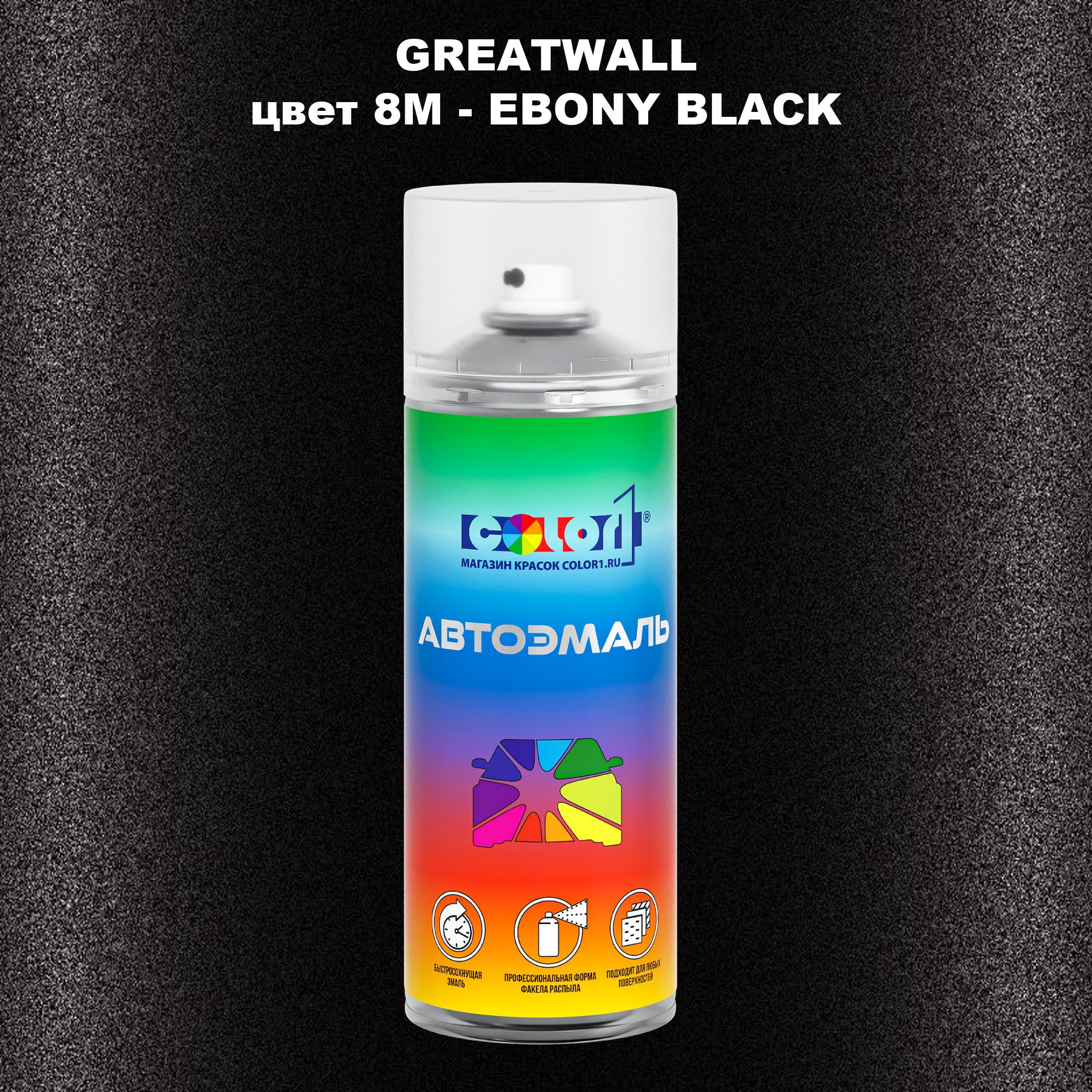 

Аэрозольная краска COLOR1 для GREATWALL, цвет 8M - EBONY BLACK, Прозрачный