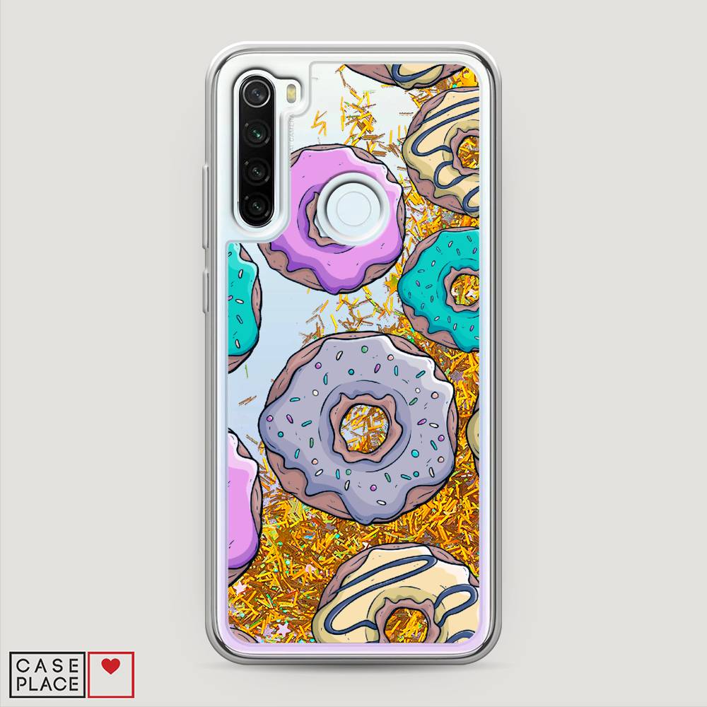 фото Жидкий чехол с блестками "разноцветные пончики в глазури 2" на xiaomi redmi note 8t awog