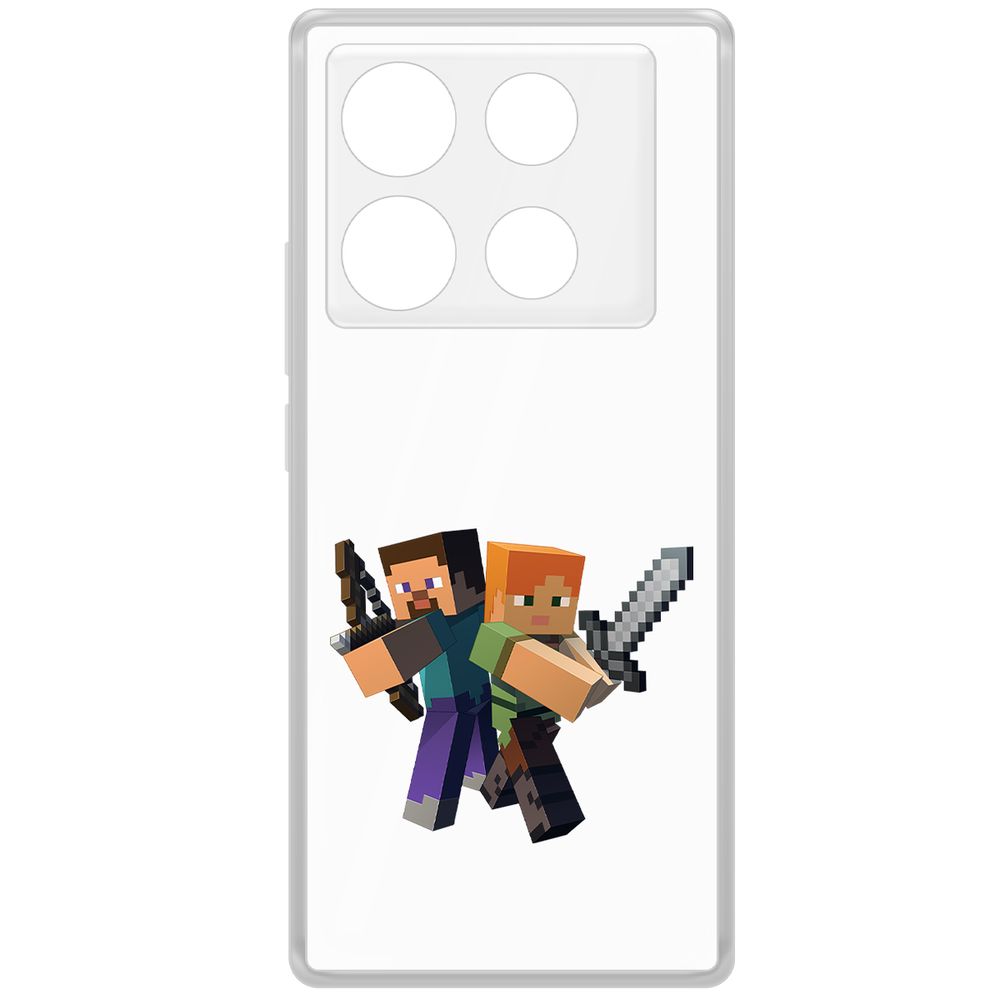 

Чехол-накладка Krutoff Clear Case Minecraft-Стив и Алекс для INFINIX Note 40, Прозрачный