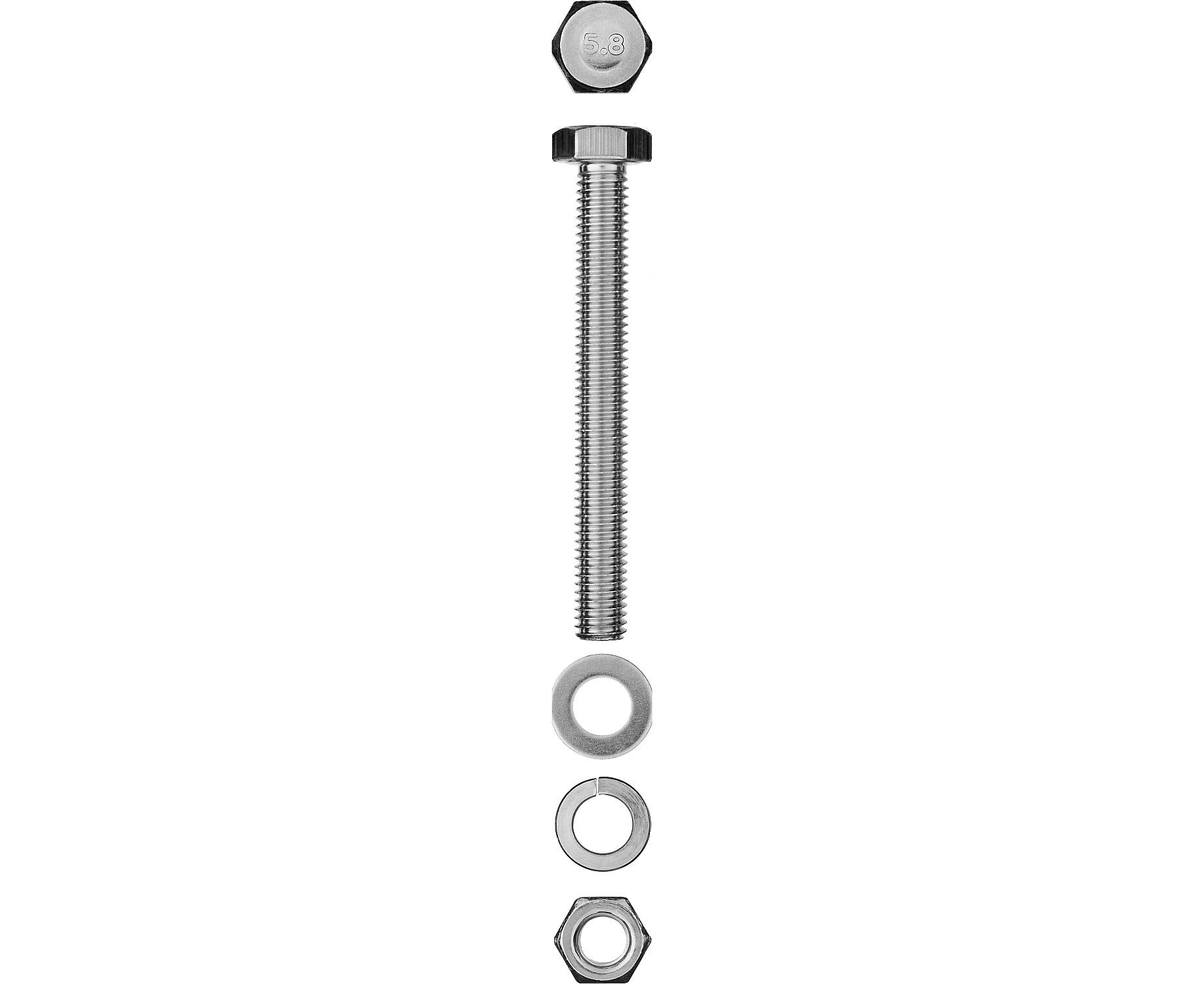 Болт ЗУБР в комплекте с гайкой, шайбой, шайбой пружинной, M8x70 мм, 3 шт