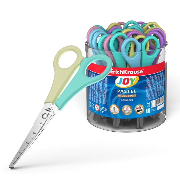 

Ножницы детские 13,5см ErichKrause Joy Pastel, в тубусе (24 шт.)