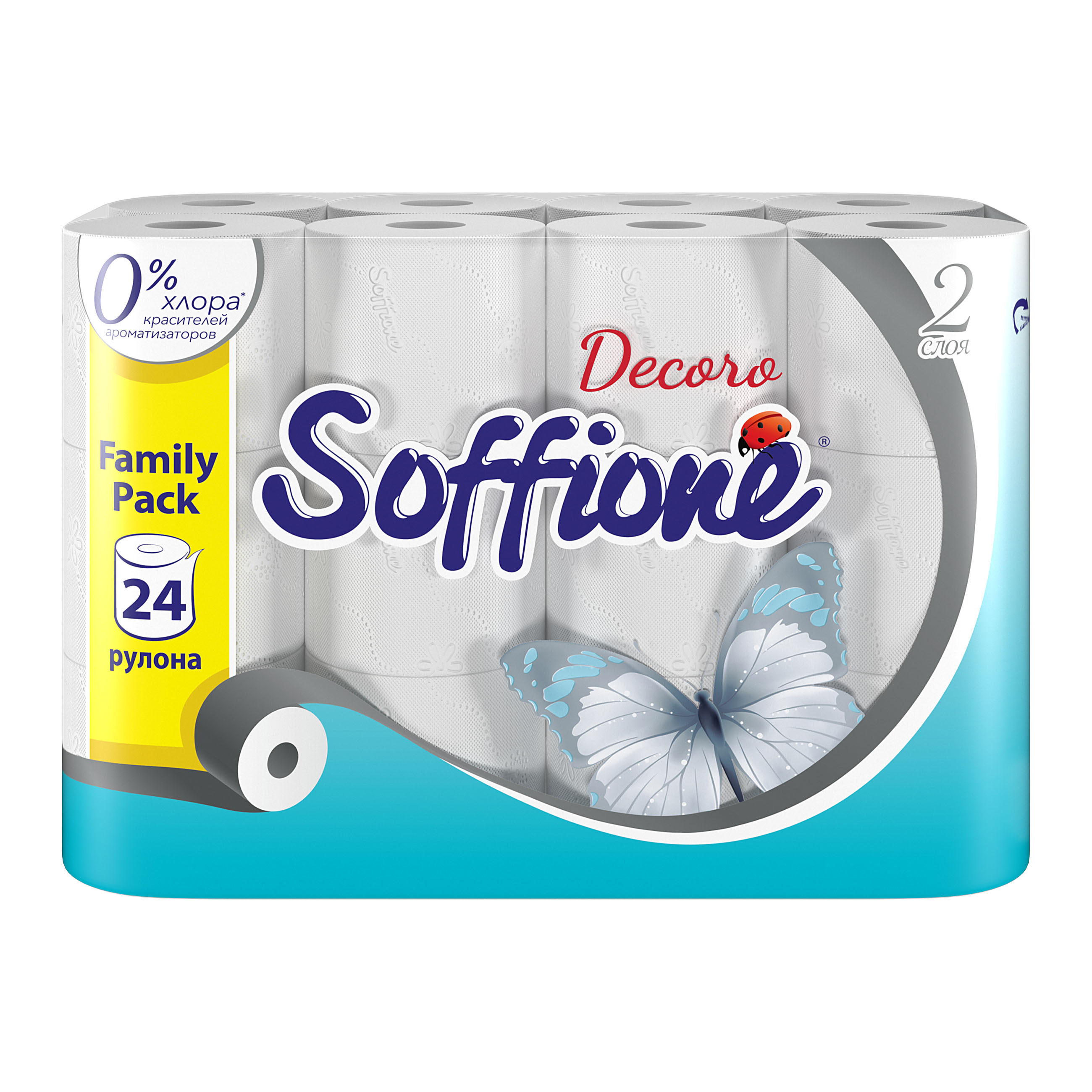 Туалетная бумага Soffione Family pack двухслойная белая, 24 рулона