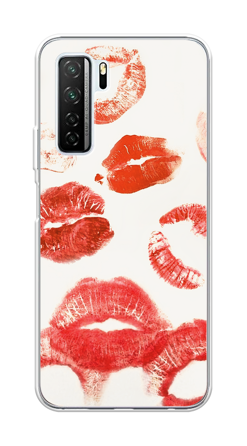 

Чехол на Honor 30S Global/Huawei P40 Lite 5G/Nova 7 SE "Следы помады", Красный;бордовый;белый, 6102850-1