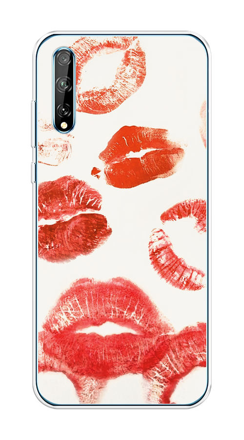 

Чехол на Huawei Y8p/P Smart S "Следы помады", Красный;бордовый;белый, 6103450-1