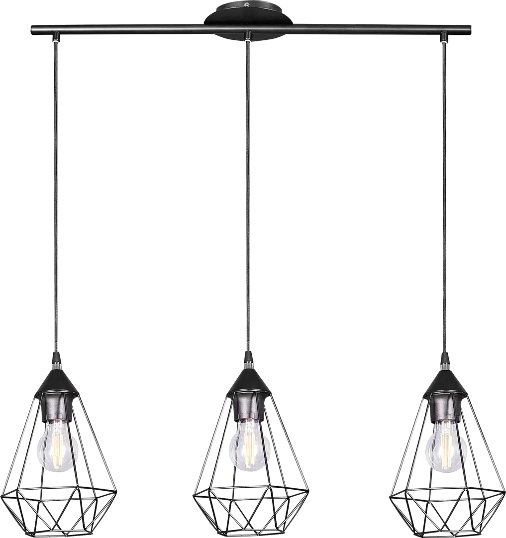 Светильник подвесной Inspire Byron 3 лампы E27Х60 Вт длина 79 см металл цвет чёрный