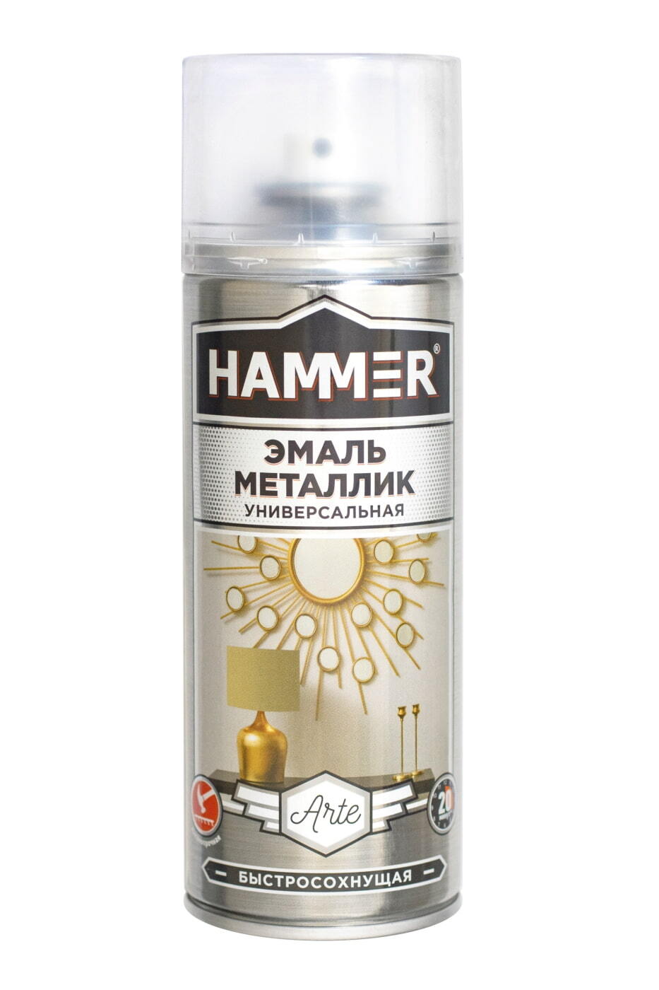 Аэрозольная краска HAMMER эмаль металлик серебро