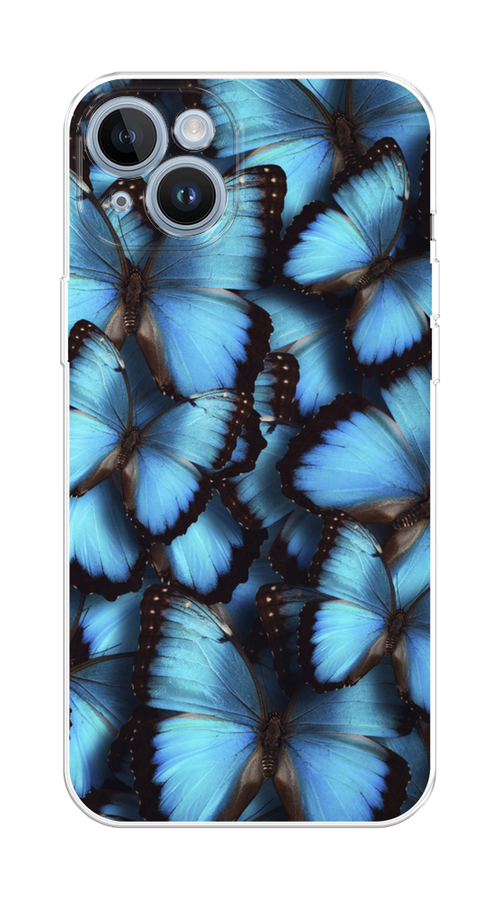 

Чехол Homey на Apple iPhone 14 "Тропическая бабочка 2", Голубой;черный, 15150-1