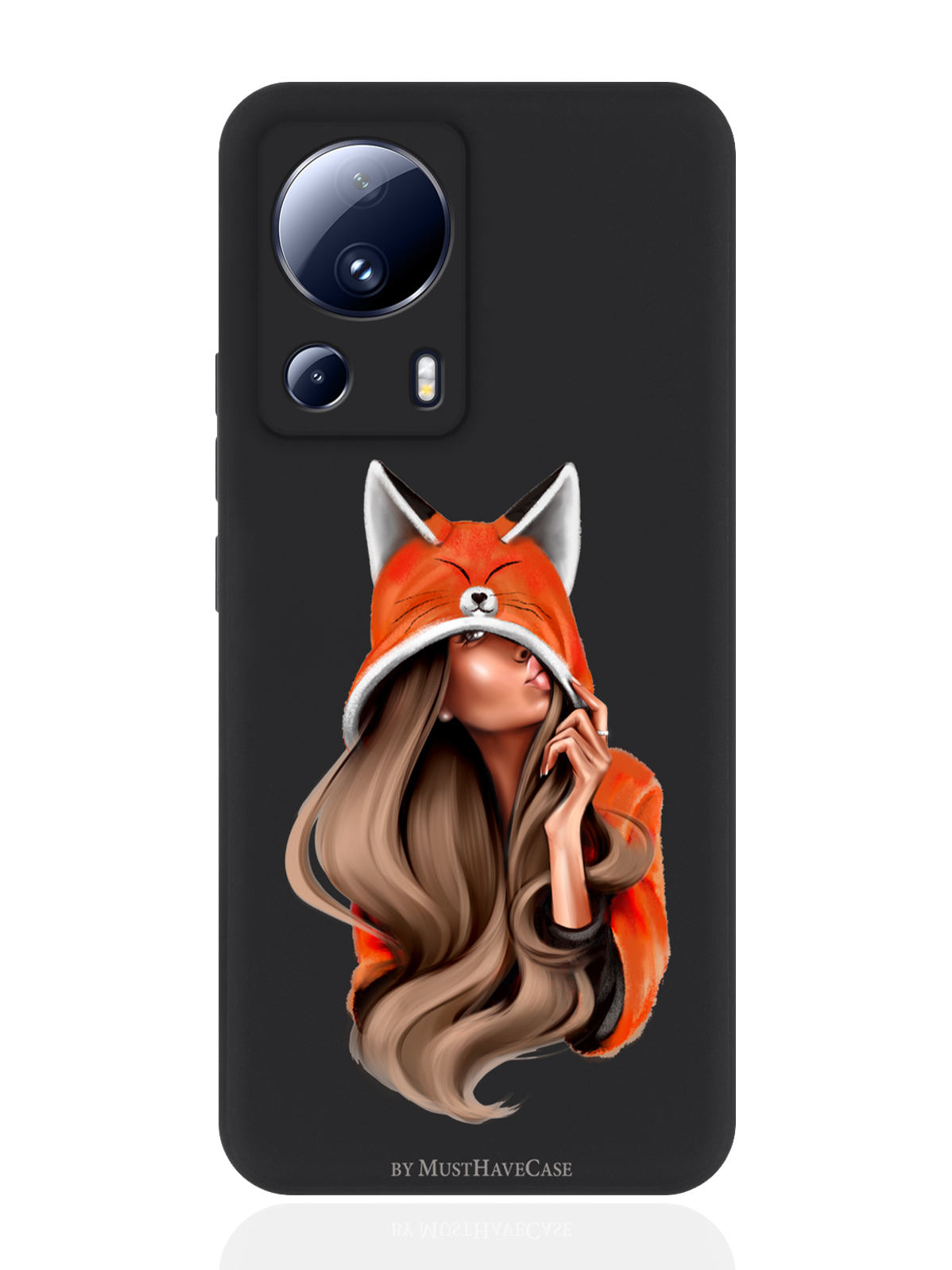 

Чехол для смартфона Xiaomi Mi 13 Lite черный силиконовый Foxy Girl/ Лисичка, Коричневый;черный;красный