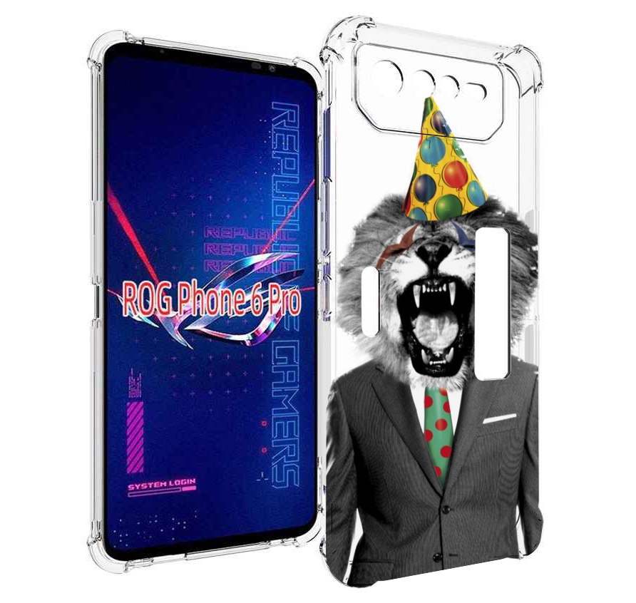 Чехол MyPads Лев в галстуке для Asus ROG Phone 6 Pro