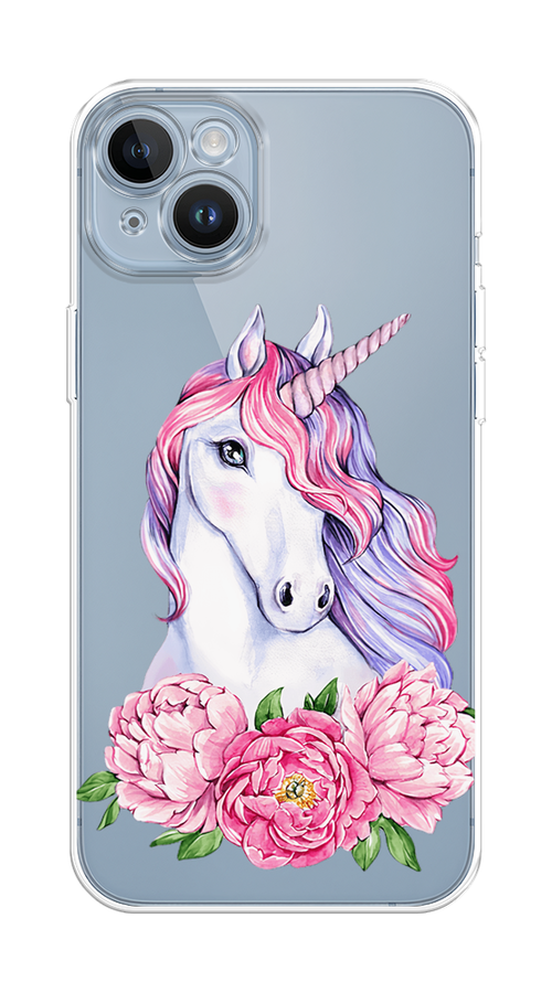 

Чехол Homey на Apple iPhone 14 "Единорог с пионами", Розовый;белый;зеленый, 15150-1