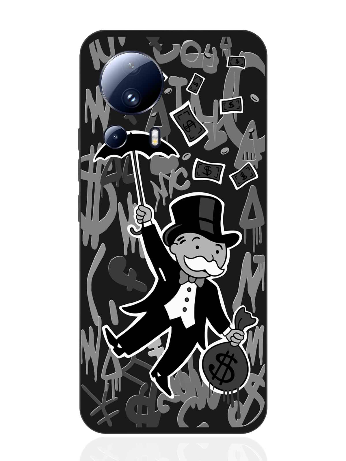 

Чехол для смартфона Xiaomi Mi 13 Lite черный силиконовый Monopoly Black Edition/ Монополия, Серый;черный