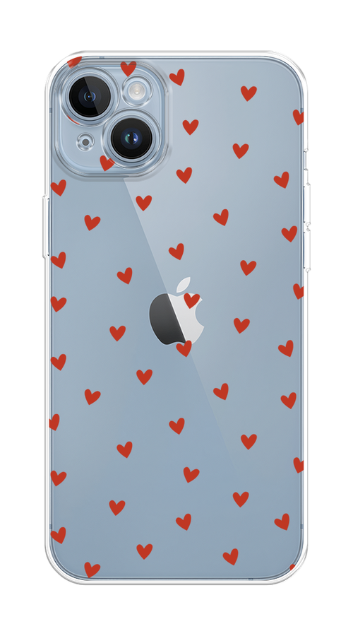 

Чехол Homey на Apple iPhone 14 "Red hearts", Красный;прозрачный, 15150-1