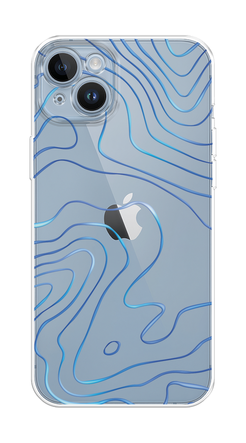 

Чехол Homey на Apple iPhone 14 "Blue lines", Прозрачный;синий, 15150-1