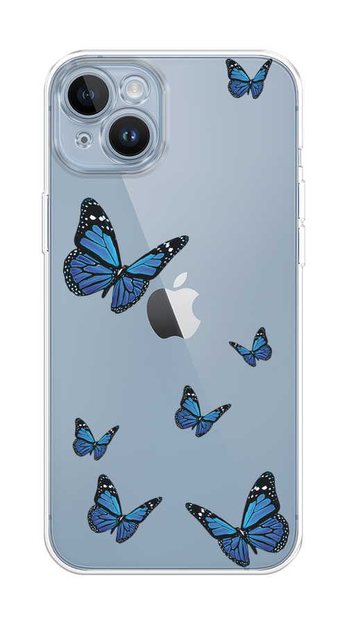 

Чехол Homey на Apple iPhone 14 "Blue butterflies", Синий;черный, 15150-1