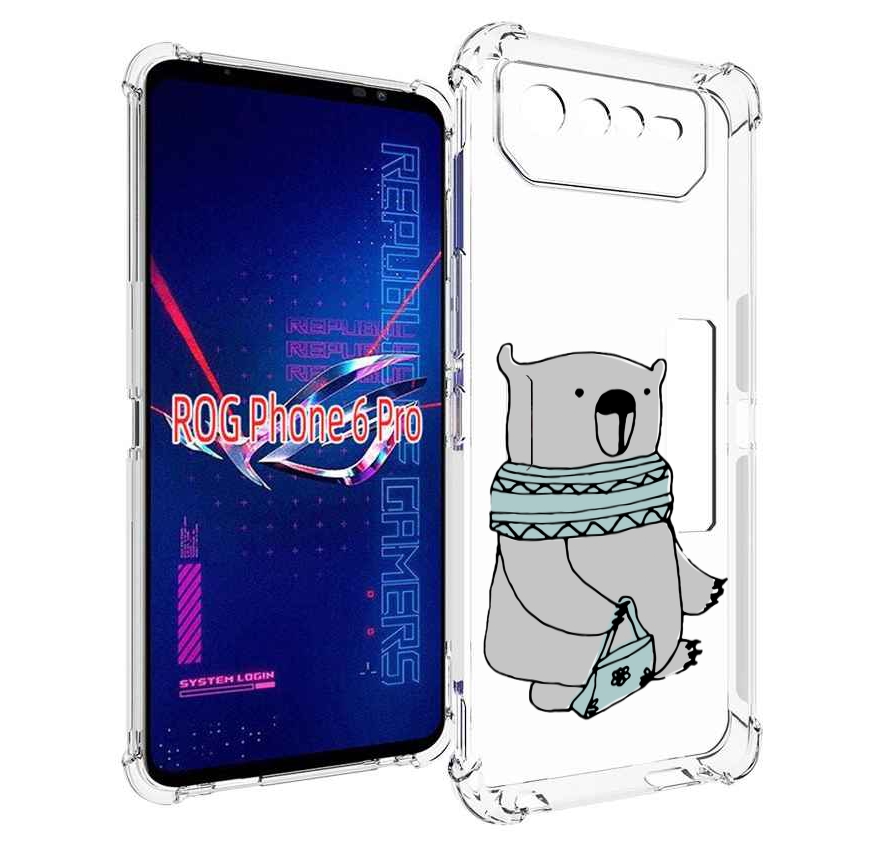 

Чехол MyPads Модный медведь для Asus ROG Phone 6 Pro, Прозрачный, Tocco