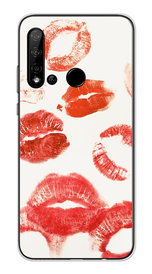 

Чехол на Huawei P20 Lite 2019/Nova 5i "Следы помады", Красный;бордовый;белый, 69850-1