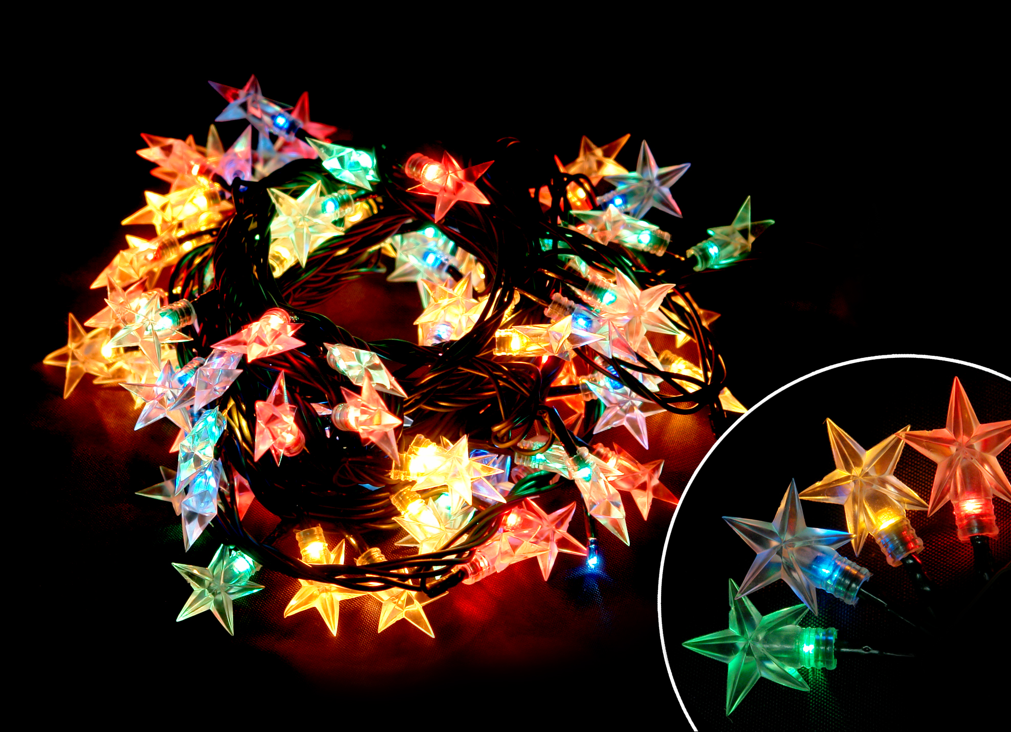 фото Электрогирлянда "звезды" 5 м, 8 реж., многоцвет. star-100-5-mc волшебная страна