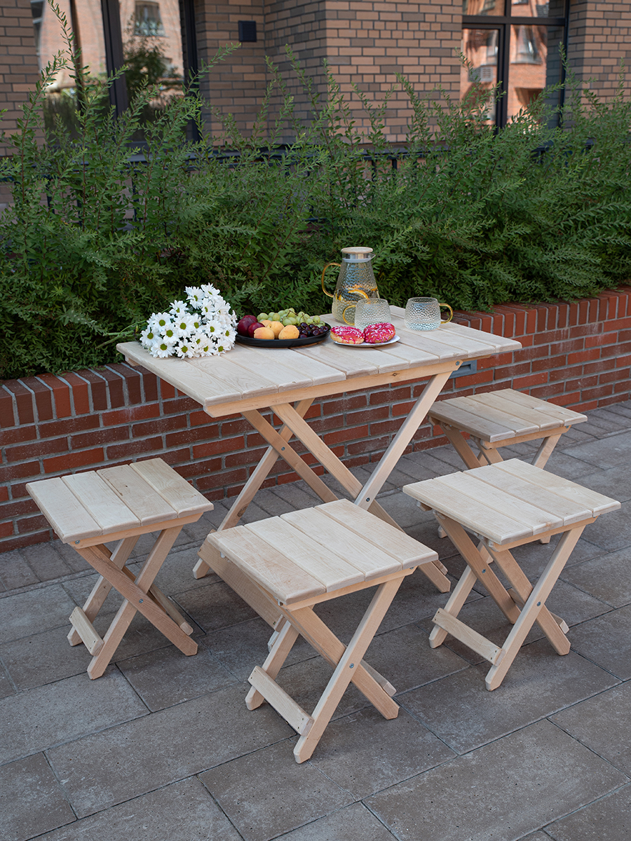 Комплект деревянный стол и табуретки для бани и дачи SOGO SKLSTOLTAB4-NATUR 8990₽