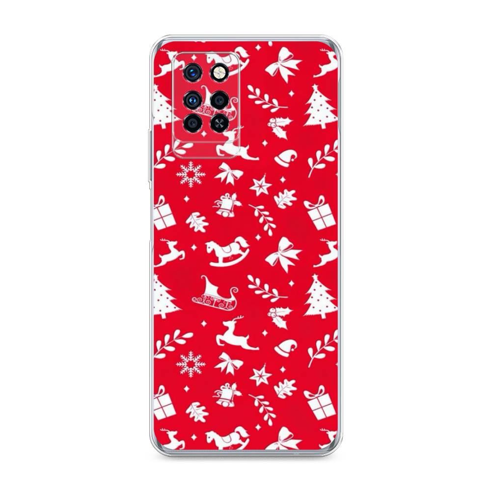 

Чехол на Infinix Note 10 Pro "Красный новогодний фон", Красный;белый, 3100150-5