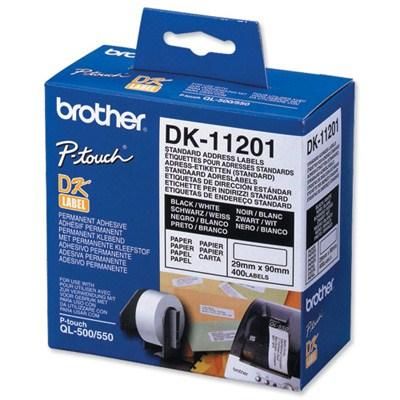 Лента для печати наклеек Brother DK11201 Black on white 29x90 мм 400 шт