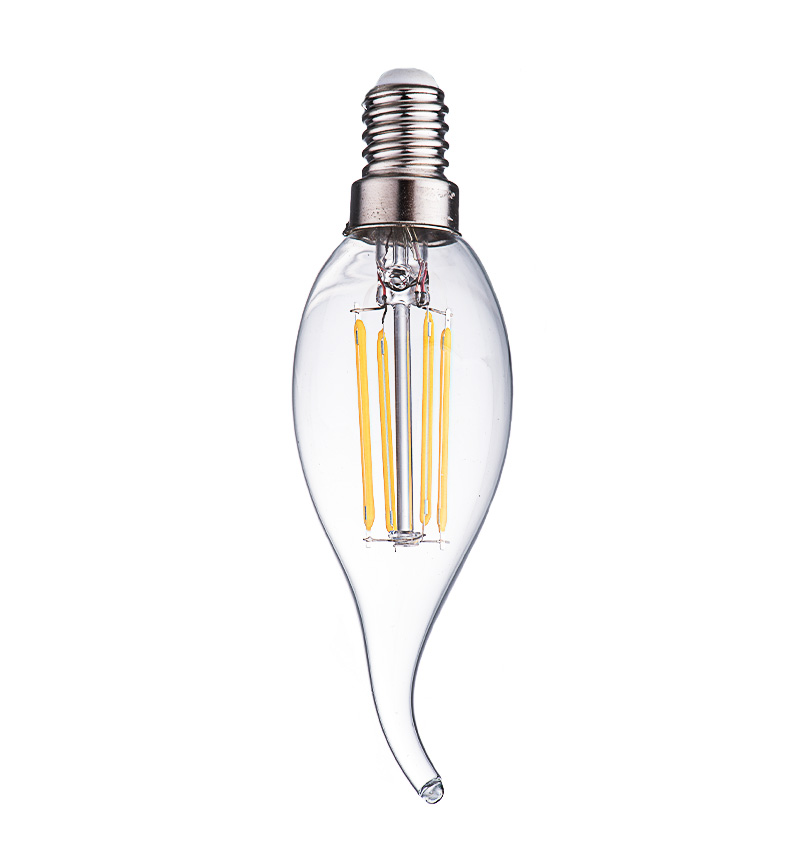фото Лампа светодиодная нитевидная прозрачная свеча на ветру 7 вт 6500 к е14 / комплект 10 шт фарлайт