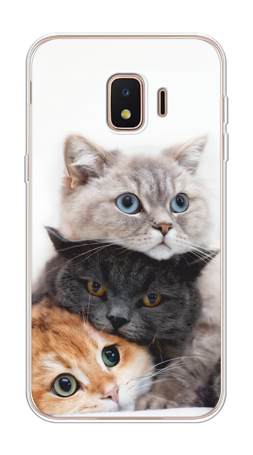 

Чехол на Samsung Galaxy J2 Core (2020) "Пушистые мордашки", Серый;черный;оранжевый, 2100550-1