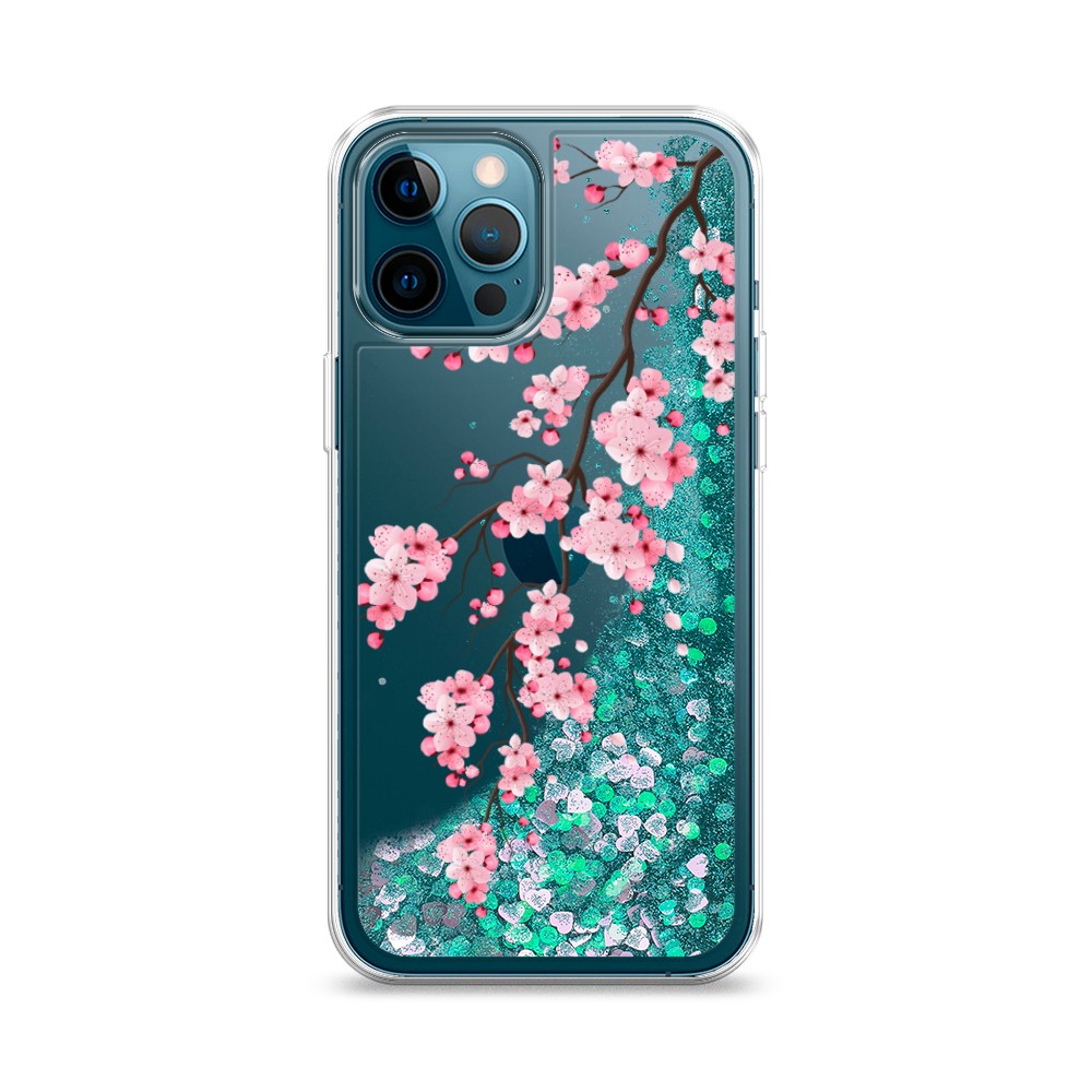 

Жидкий чехол с блестками "Розовая сакура" на Apple iPhone 12 Pro, 12895-1