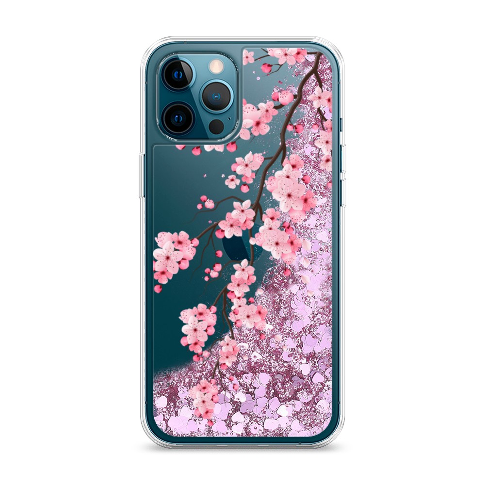 

Жидкий чехол с блестками "Розовая сакура" на Apple iPhone 12 Pro Max, 12794-1