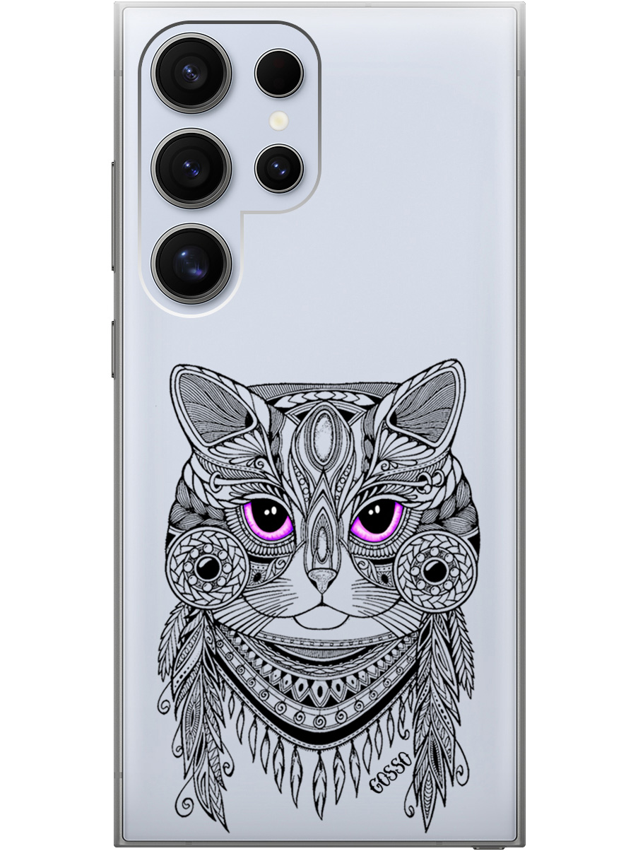 

Силиконовый чехол на Samsung Galaxy S24 Ultra с рисунком "Grand Cat" прозрачный, Прозрачный;фиолетовый;черный, 20011899