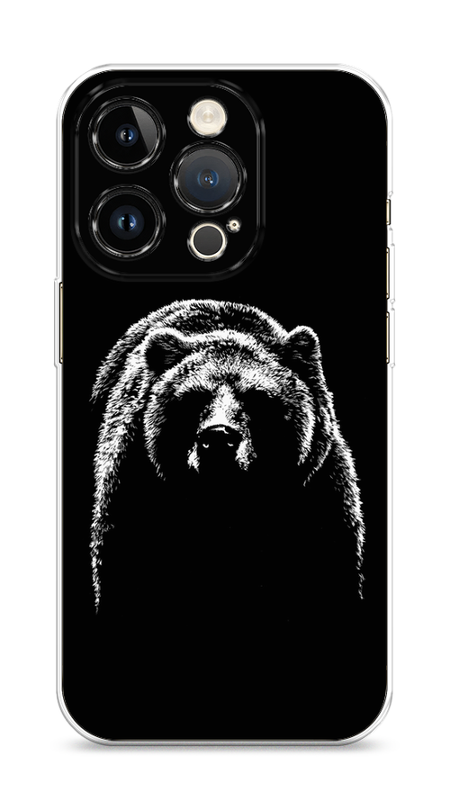 

Чехол Homey на Apple iPhone 14 Pro "Медведь в ночи", Белый;черный, 15250-1