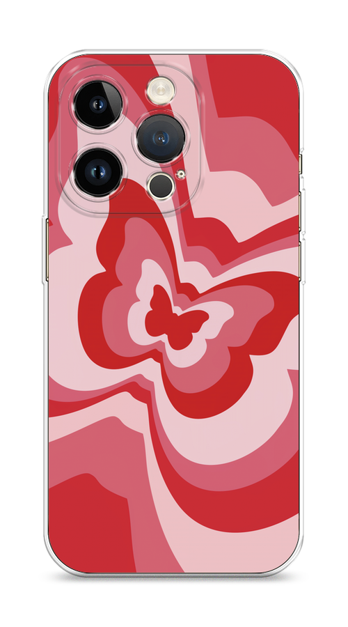 

Чехол Homey на Apple iPhone 14 Pro "Бабочка в стиле хиппи", Красный;розовый, 15250-1