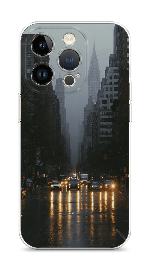 

Чехол Homey на Apple iPhone 14 Pro "Дождливый Нью Йорк", Черный;серый, 15250-1
