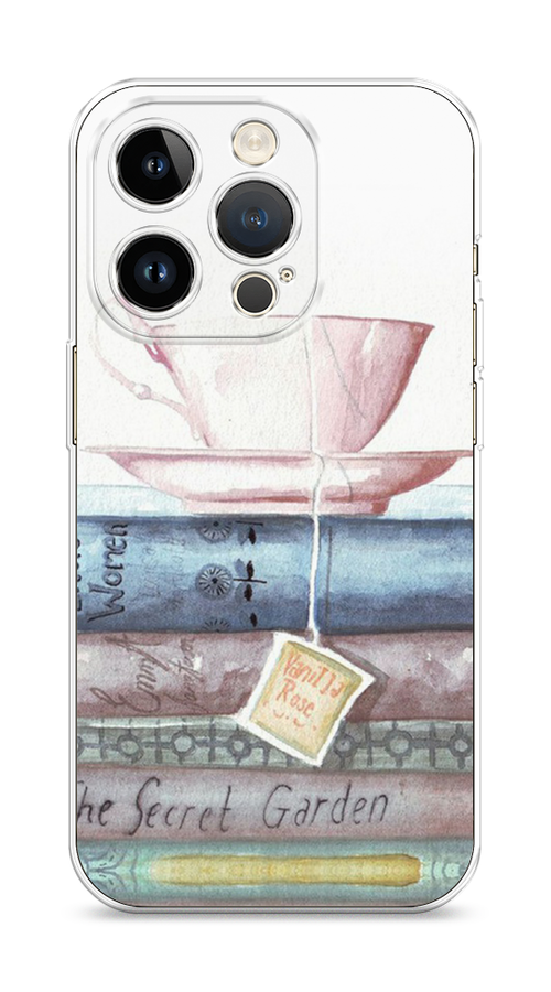 

Чехол Homey на Apple iPhone 14 Pro "Книжное чаепитие", Желтый;розовый;белый, 15250-1