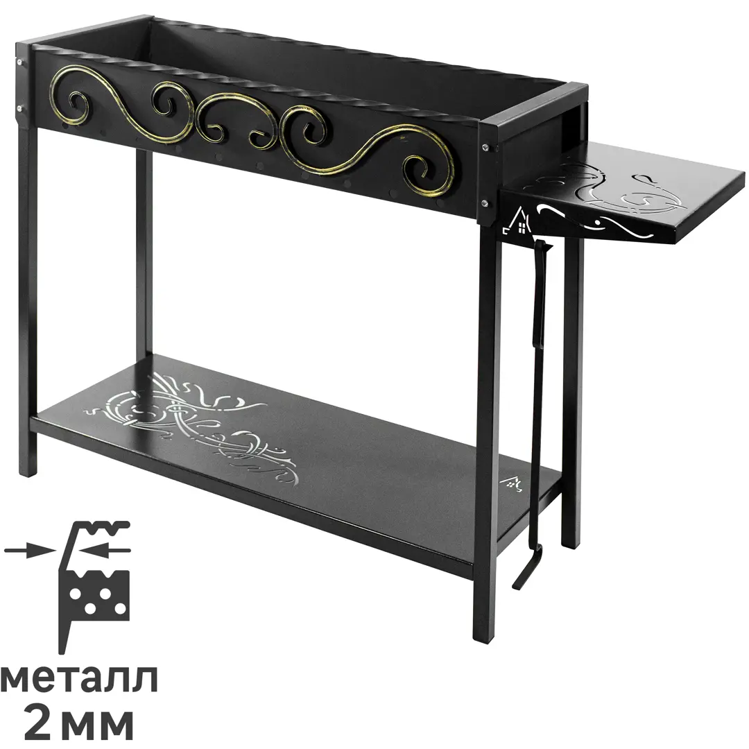 

Мангал Дачный сезон Садко С-80 112x36x80 см сталь черный