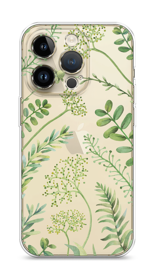 

Чехол Homey на Apple iPhone 14 Pro "Green Leaves", Зеленый;прозрачный, 15250-1