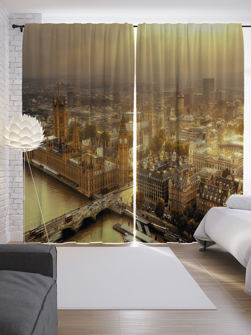 

Шторы с фотопечатью "Лондонское солнце" из сатена, 290х265 см