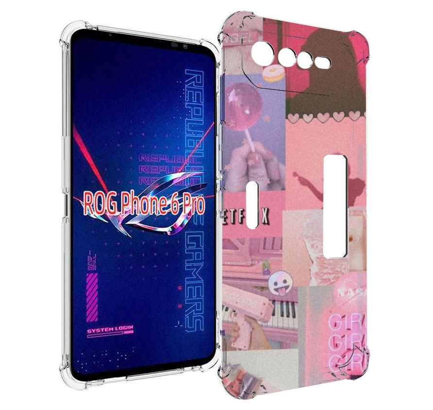 

Чехол MyPads Розовый-вайб для Asus ROG Phone 6 Pro, Прозрачный, Tocco