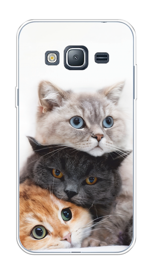 

Чехол на Samsung Galaxy J3 2016 "Пушистые мордашки", Серый;черный;оранжевый, 22450-1