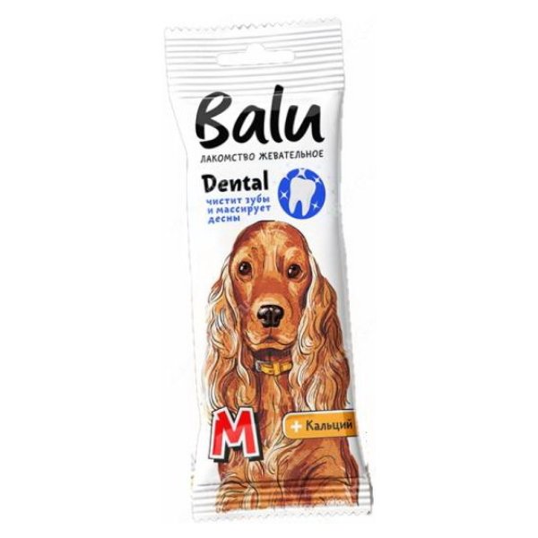 Лакомство для собак Balu Dental, для здоровья зубов и десен, говядина, M, 36 г